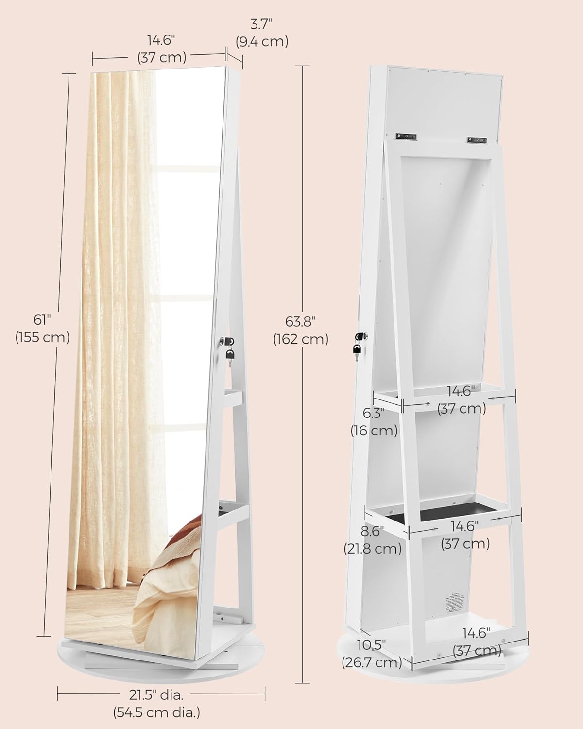 Espelho com Prateleira e Porta Joias - Lojas Versalla