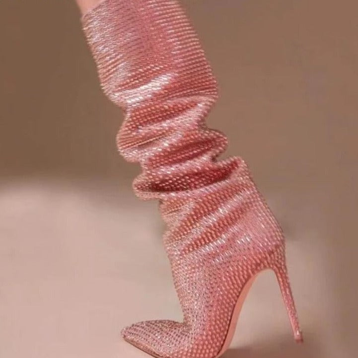 bota feminina rosa