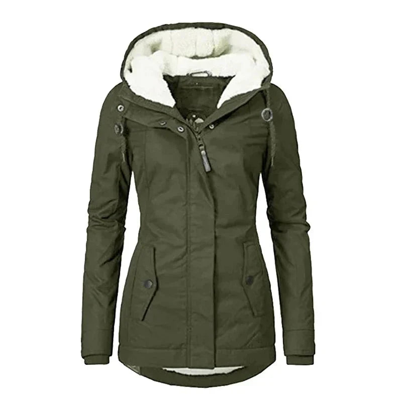 Jaqueta Parka Feminina Forrada com Lã para Inverno Glacier