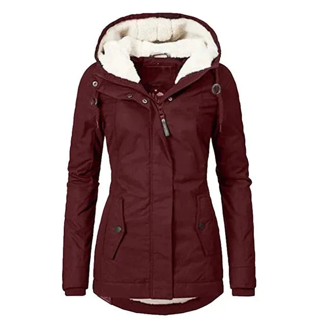 Jaqueta Parka Feminina Forrada com Lã para Inverno Glacier