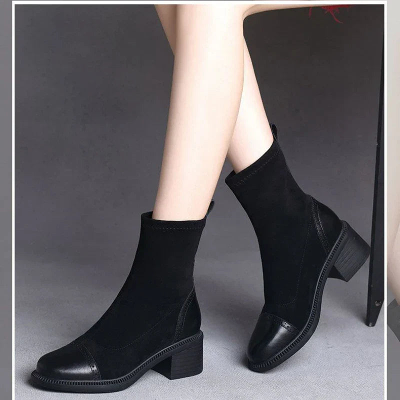 Bota de Couro Casual Clássica Estilo Vintage