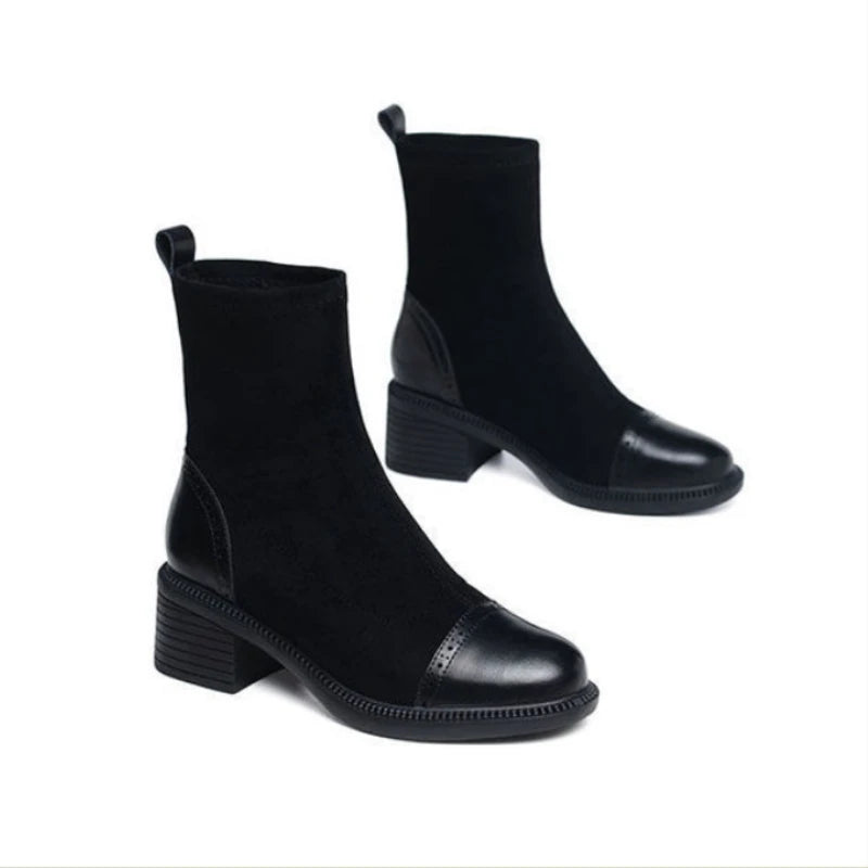 Bota de Couro Casual Clássica Estilo Vintage