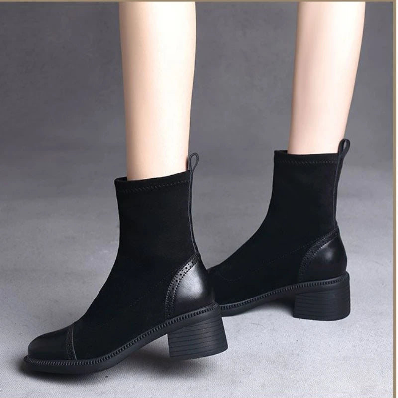 Bota de Couro Casual Clássica Estilo Vintage