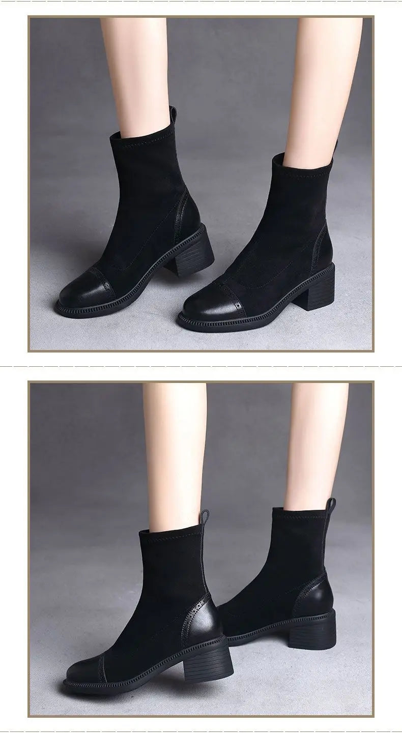 Bota de Couro Casual Clássica Estilo Vintage