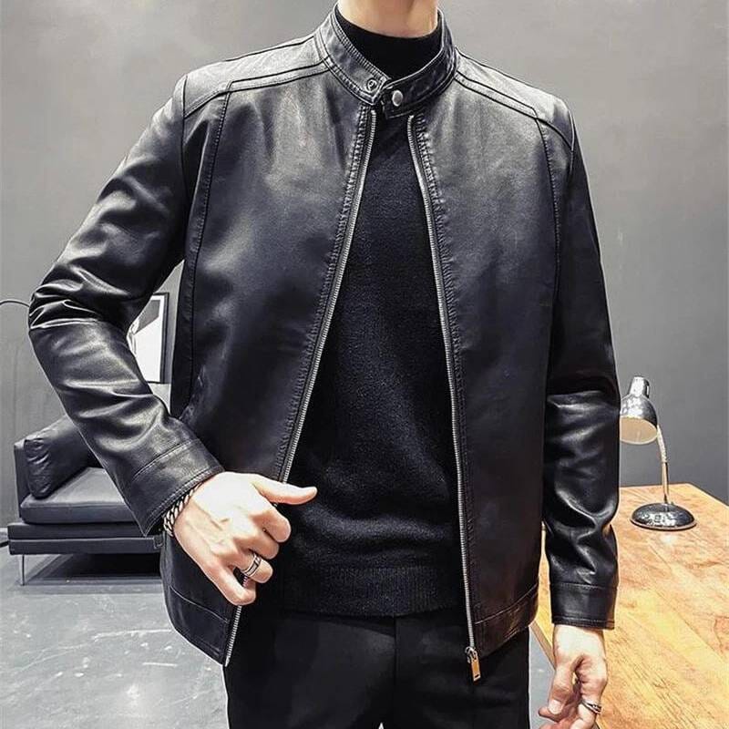 Jaqueta de Couro Masculina Casual Neutra - Loja Versalla