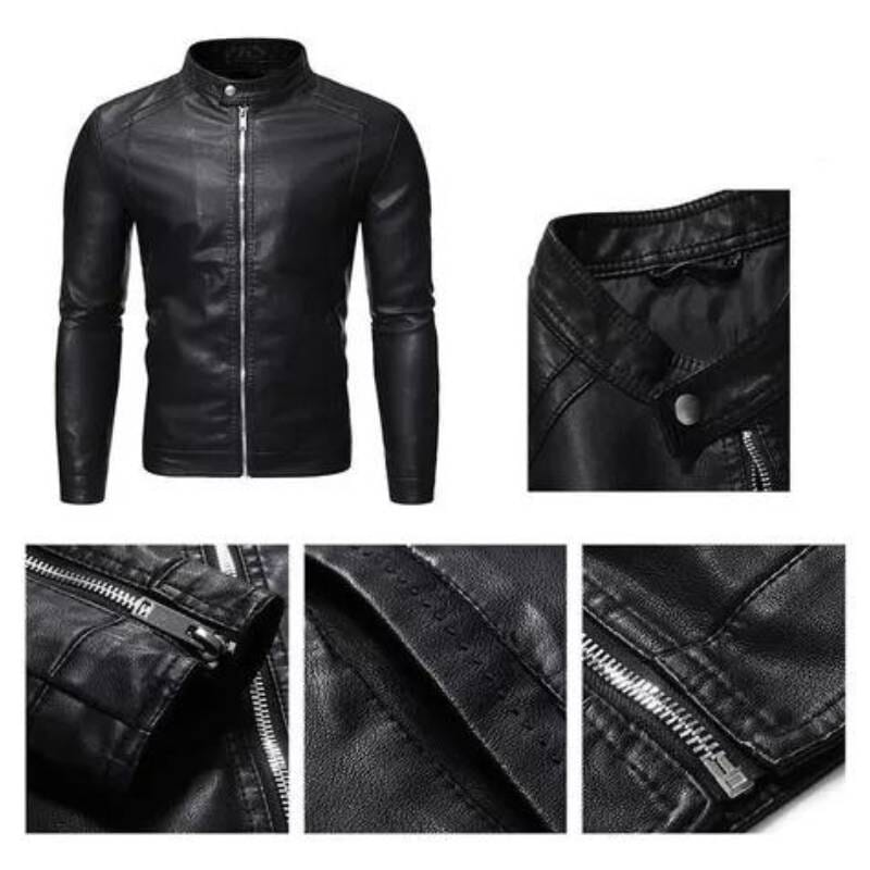 Jaqueta de Couro Masculina Casual Neutra - Loja Versalla