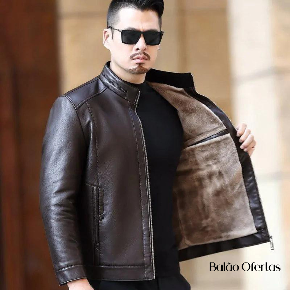 Jaqueta de Couro Masculina Europa ( PROMOÇÃO DE INVERNO )