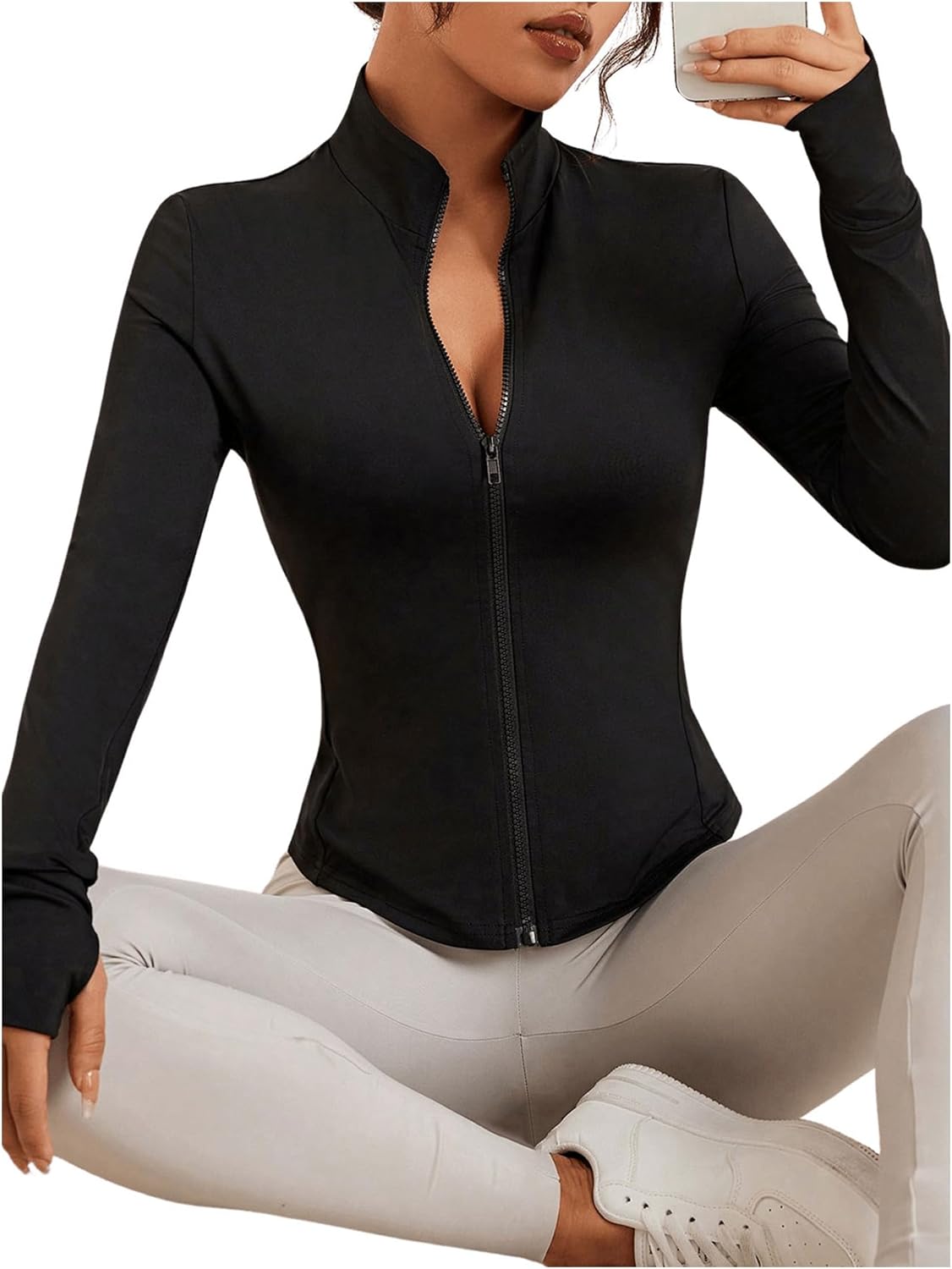 Jaqueta Feminina Atlética Esportiva Manga Comprida com Zíper – (Promoção de Inverno 2025)