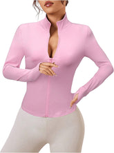 Jaqueta Feminina Atlética Esportiva Manga Comprida com Zíper – (Promoção de Inverno 2025)