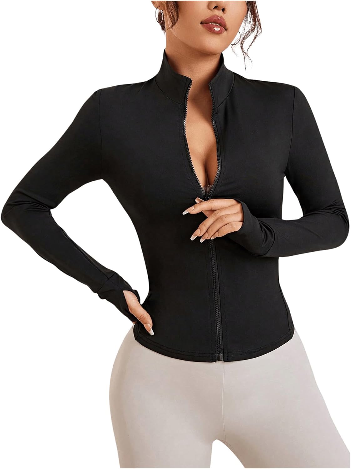 Jaqueta Feminina Atlética Esportiva Manga Comprida com Zíper – (Promoção de Inverno 2025)