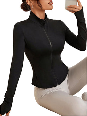 Jaqueta Feminina Atlética Esportiva Manga Comprida com Zíper – (Promoção de Inverno 2025)