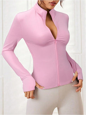 Jaqueta Feminina Atlética Esportiva Manga Comprida com Zíper – (Promoção de Inverno 2025)