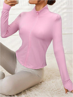 Jaqueta Feminina Atlética Esportiva Manga Comprida com Zíper – (Promoção de Inverno 2025)