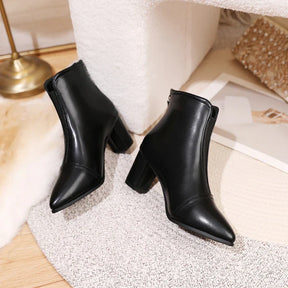 Bota de Couro Casual de Salto LeatherTrim