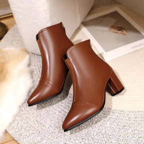 Bota de Couro Casual de Salto LeatherTrim