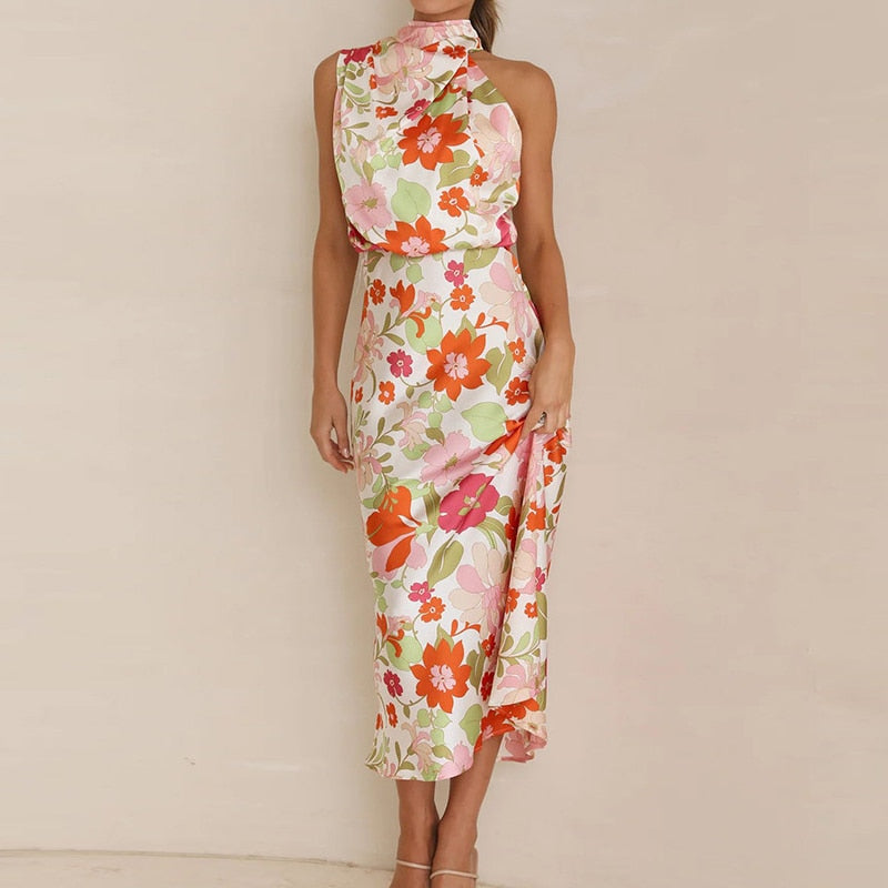 vestido midi de cetim martina