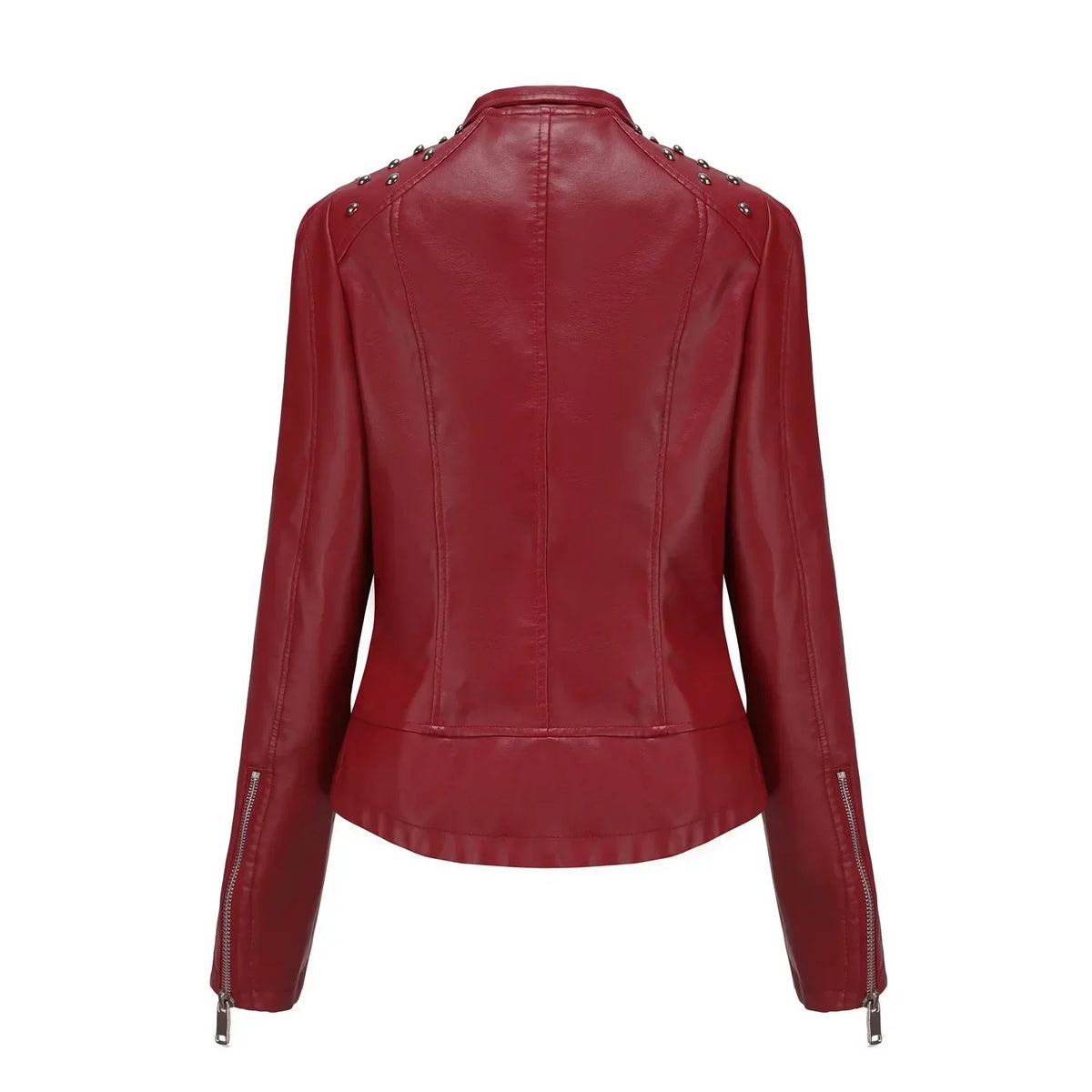 Jaqueta Feminina Slim Estilo Biker com Gola Dobrável e Detalhes Retrô - (Promoção de Inverno 2026)