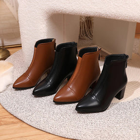 Bota de Couro Casual de Salto LeatherTrim