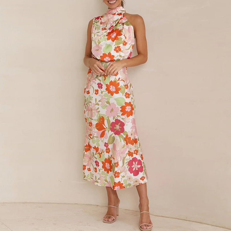 vestido midi de cetim martina