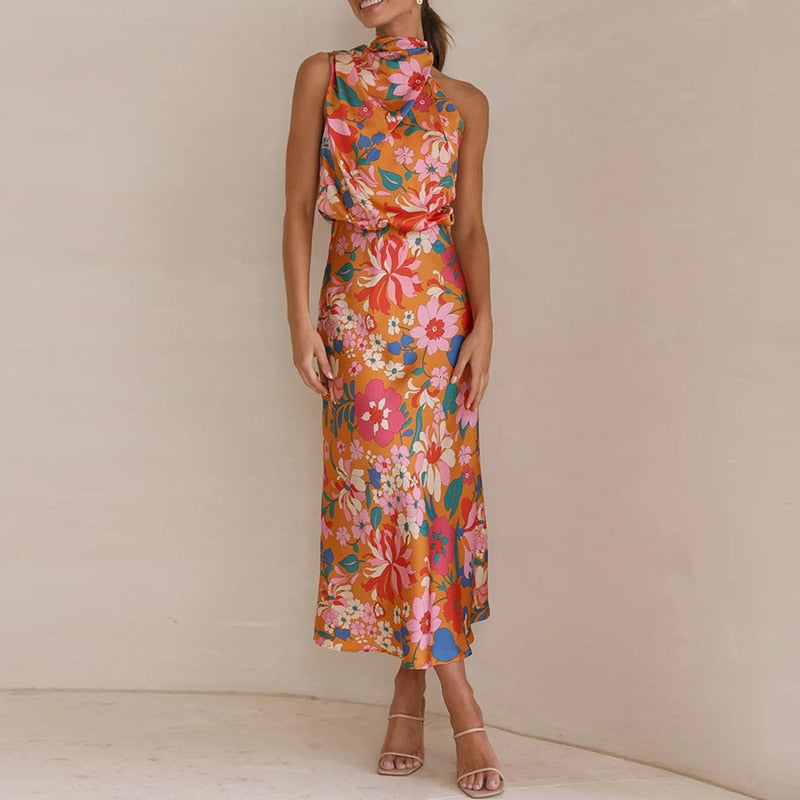 vestido midi de cetim martina