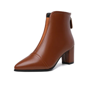 Bota de Couro Casual de Salto LeatherTrim