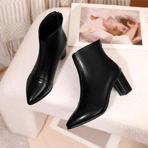 Bota de Couro Casual de Salto LeatherTrim