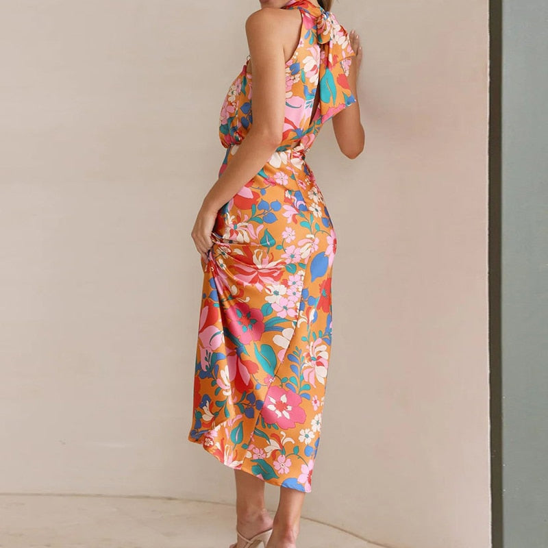 vestido midi de cetim martina