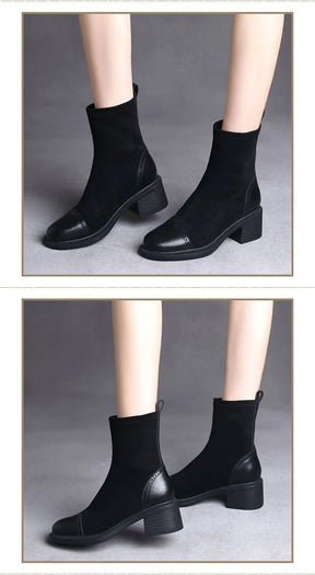 Bota de Couro Casual Clássica Estilo Vintage