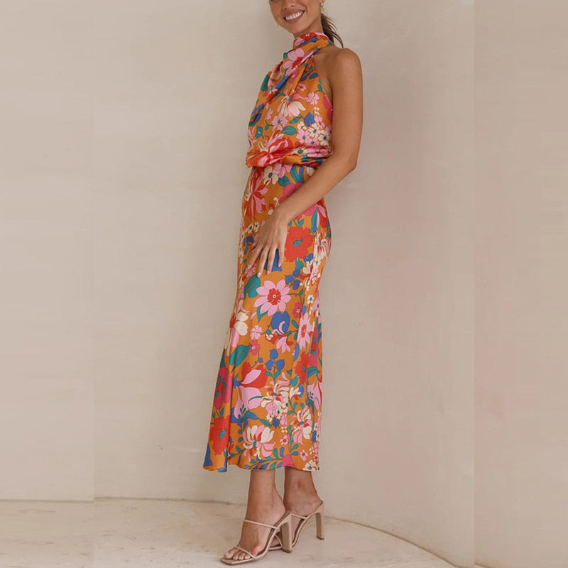 vestido midi de cetim martina