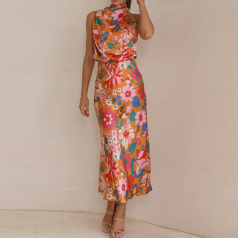 vestido midi de cetim martina