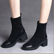 Bota de Couro Casual Clássica Estilo Vintage