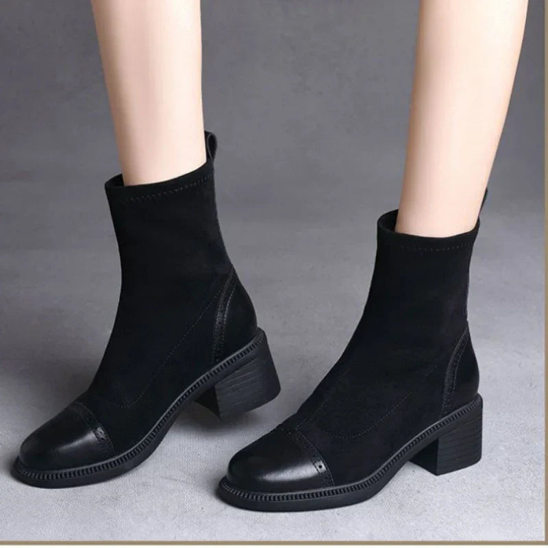 Bota de Couro Casual Clássica Estilo Vintage