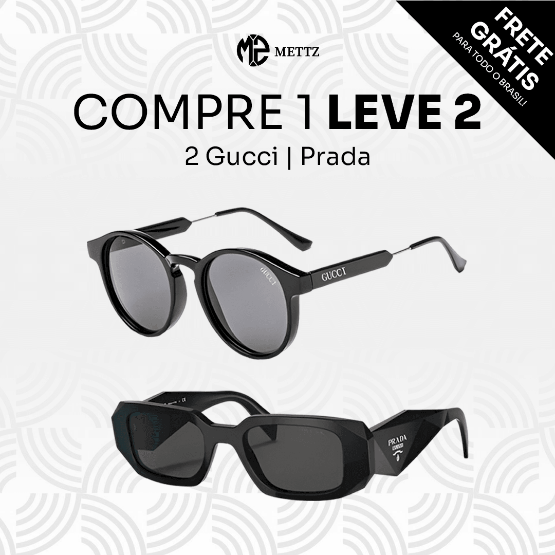 NOVEMBRO BLACK - 2 Óculos Unissex - Gucci | Prada - COMPRE 1 LEVE 2
