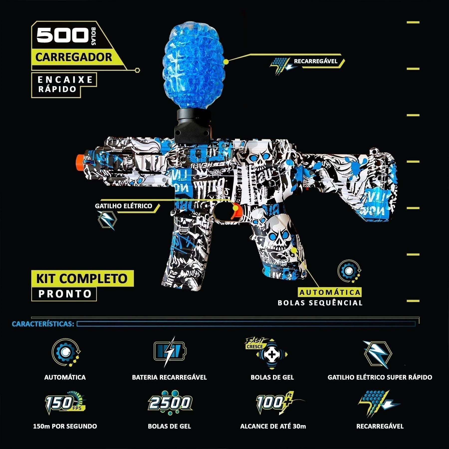 Lançador OrbiGel M4 - Azul - Versalla( PROMOÇÃO 2025 )