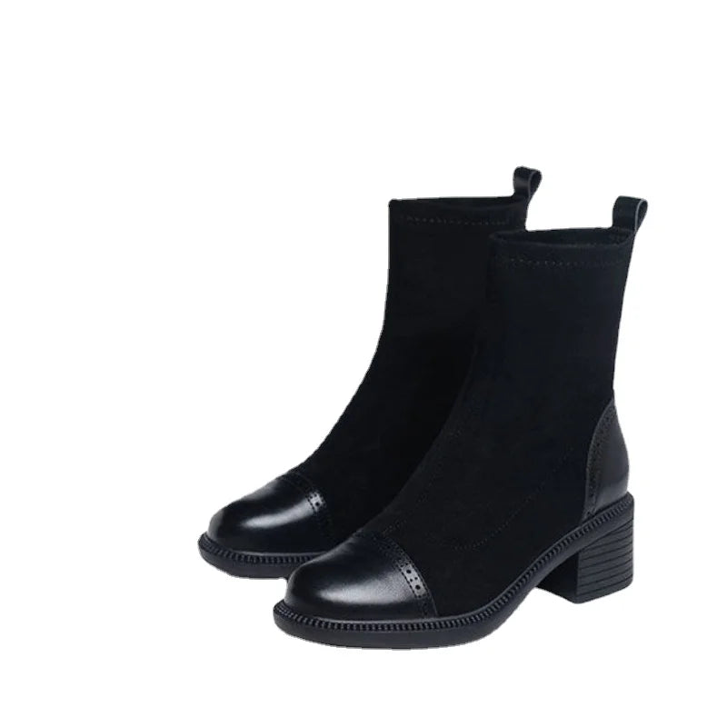 Bota de Couro Casual Clássica Estilo Vintage