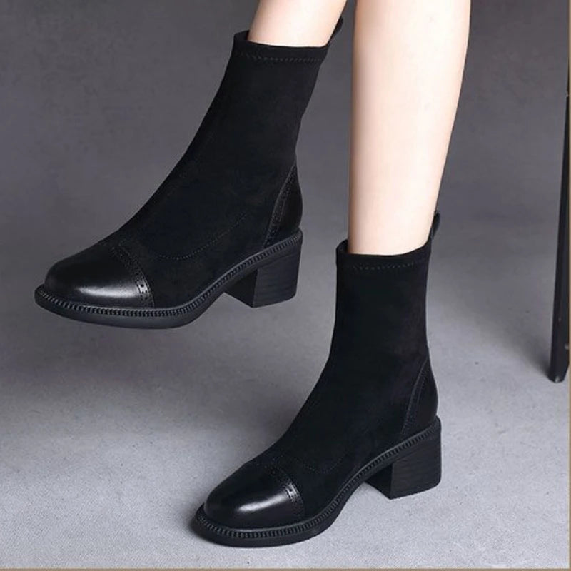 Bota de Couro Casual Clássica Estilo Vintage