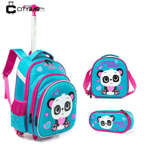 Kit Escolar com Mochila Escolar Infantil de Rodinhas Dupla, Lancheira e Estojo