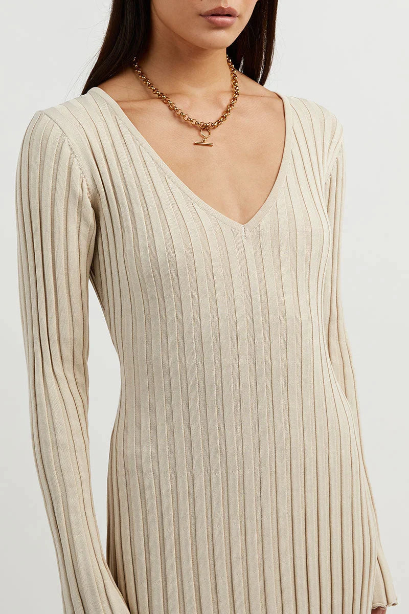 vestido midi de malha canelada yanna