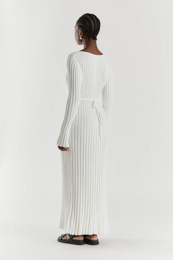 vestido midi de malha canelada yanna