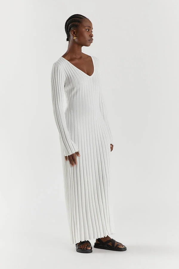 vestido midi de malha canelada yanna